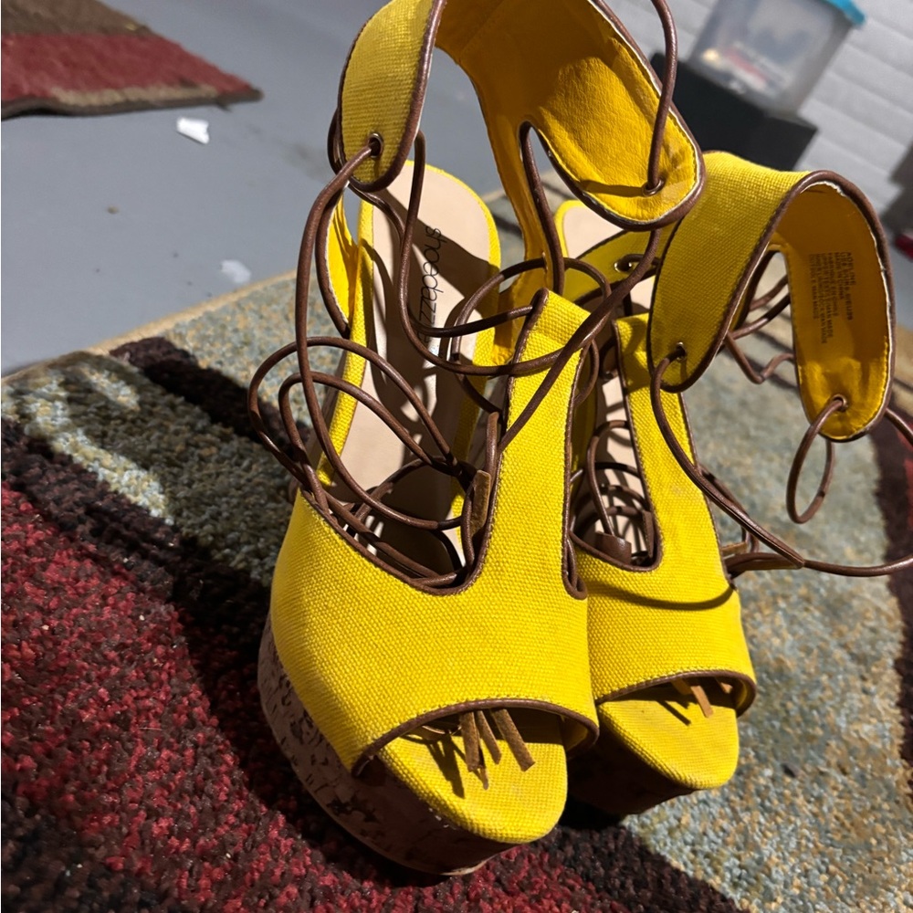 Yellow Wedge Sandals
